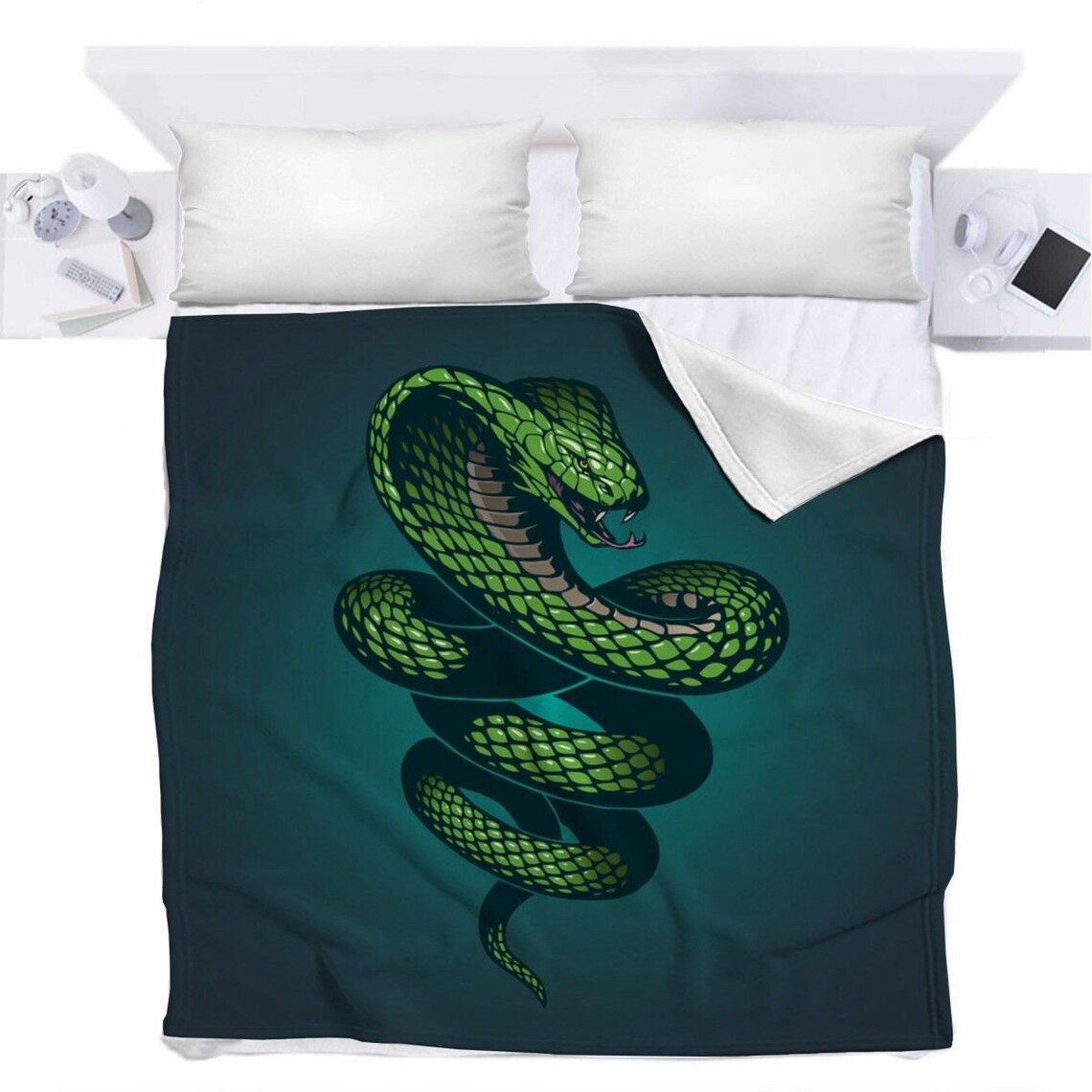 Snake Bedspread Snake Bed Cover Animal Print Blanket Green | Etsy