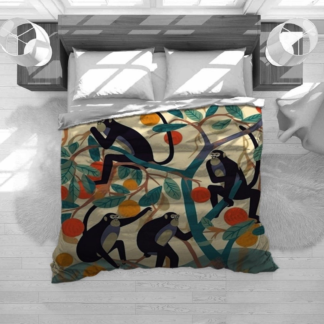 Monkey Bedding Jungle Bedding Set Forest Animal Comforter Etsy