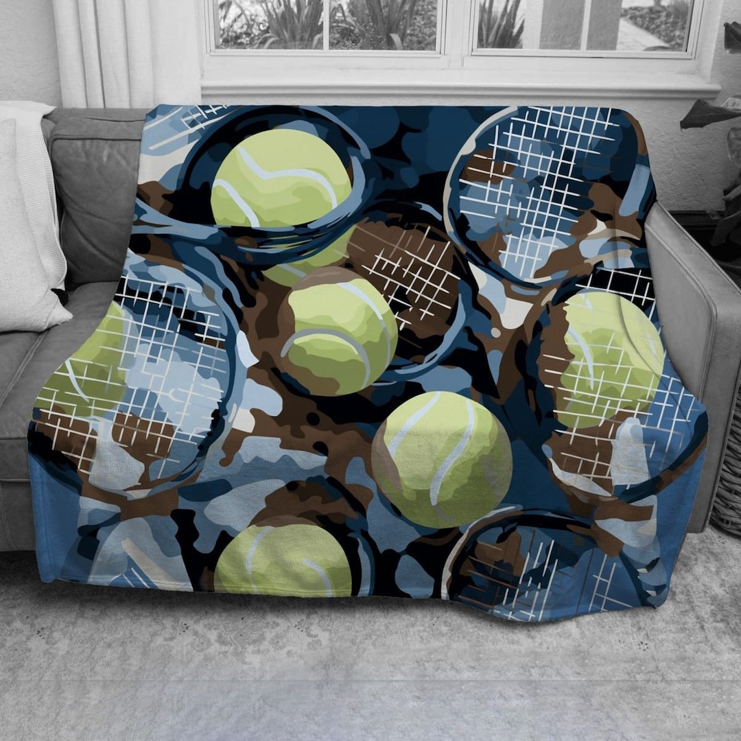 Tennis Blanket Tennis Ball Blankets Tennis Racket Sherpa Etsy