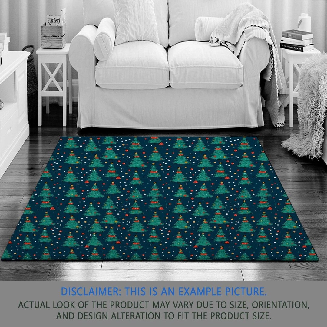 Christmas Rug Christmas Tree Rugs Pine Tree Area Rug Winter Etsy