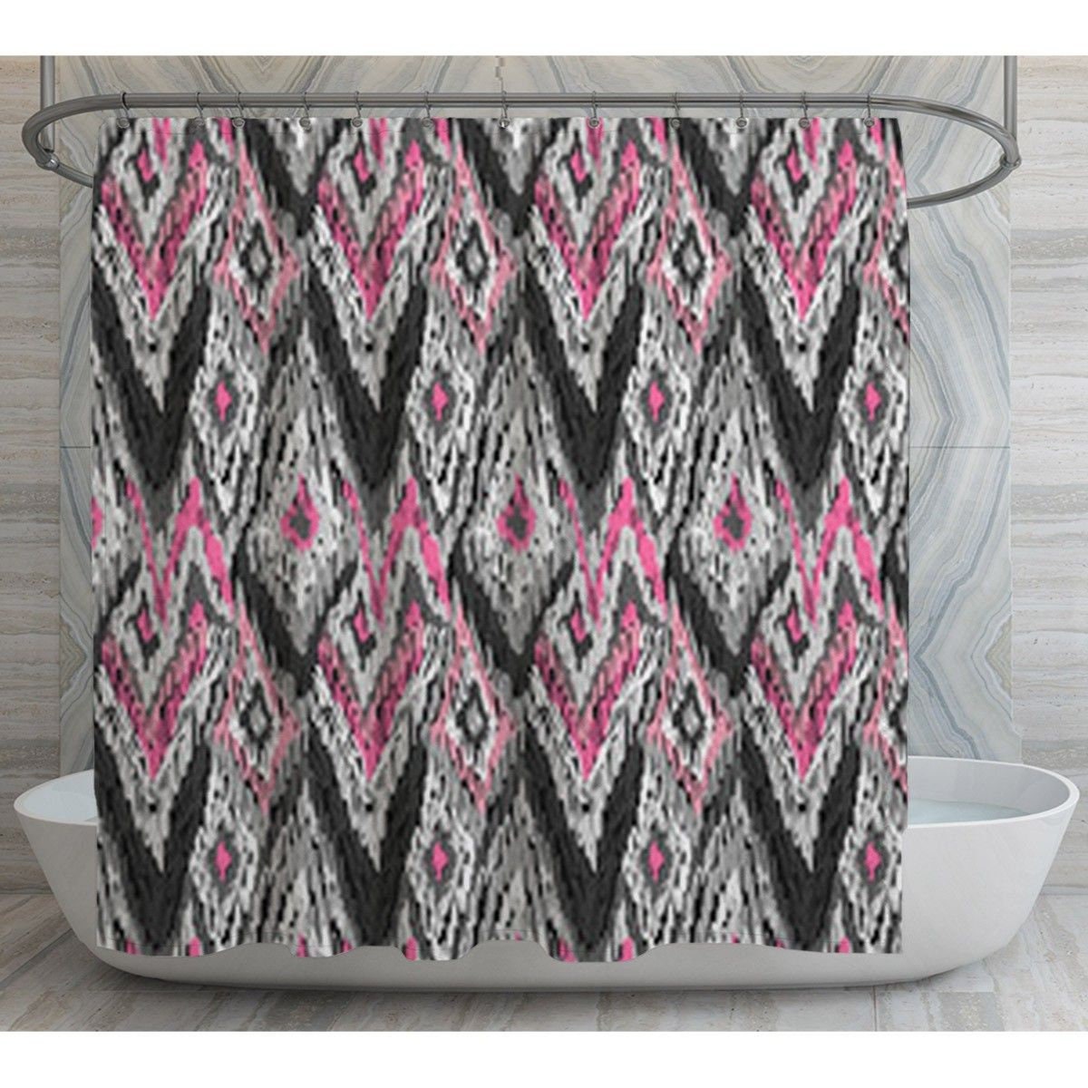 Graue und rosa Duschvorhänge graue und rosa Ikat Muster | Etsy