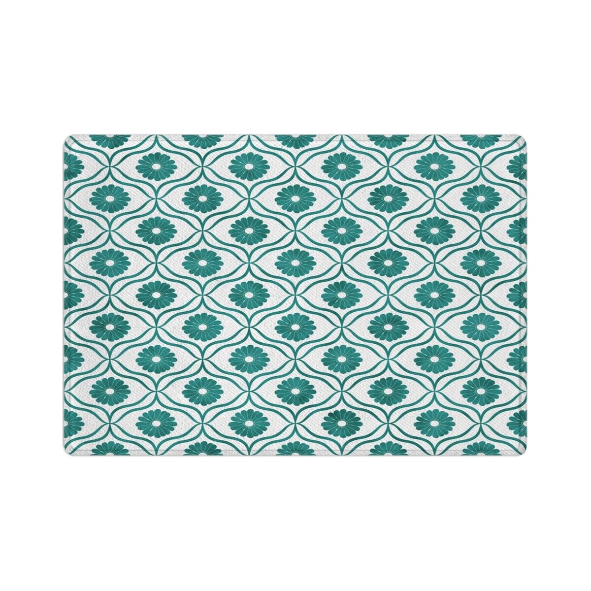 Green floral bath mat geometric bath rug floral bathroom Etsy