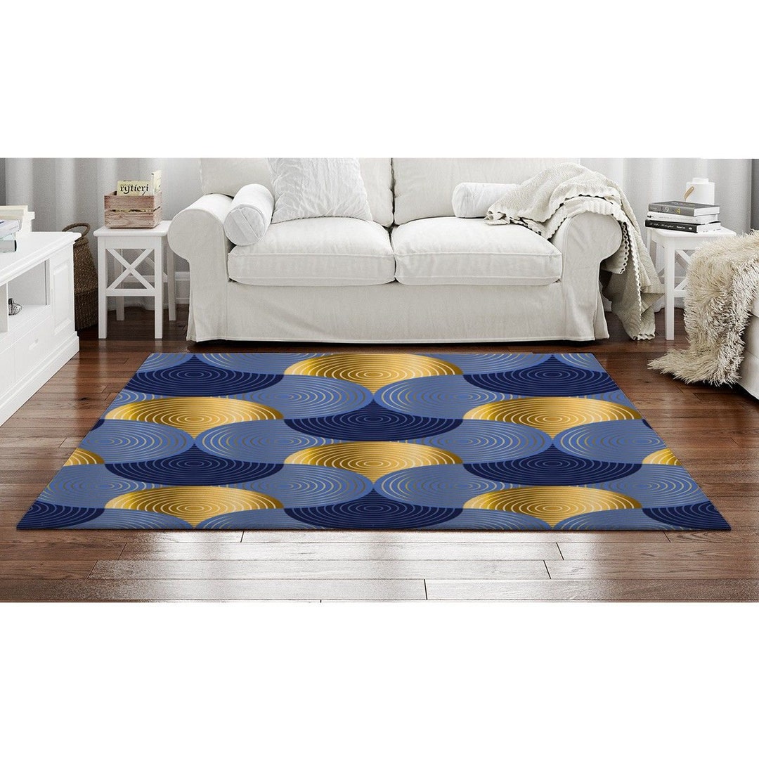 Blue and Gold Pattern Rug Navy Blue Area Rug Navy Blue and Gold Rugs