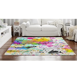 Musical Notes Area Rug: Colorful Music Room Decor