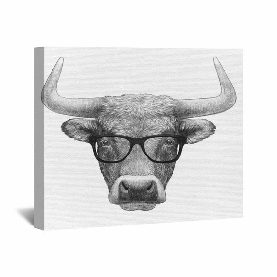 Bull Canvas Wall Art Bull Wall Decor Bull Wall Art Black Etsy