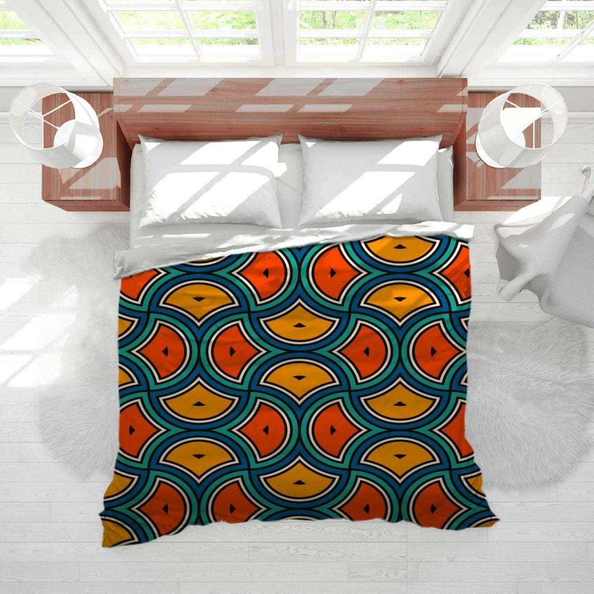 Geometric Ethnic Comforter Orange And Green Bedding Green Etsy