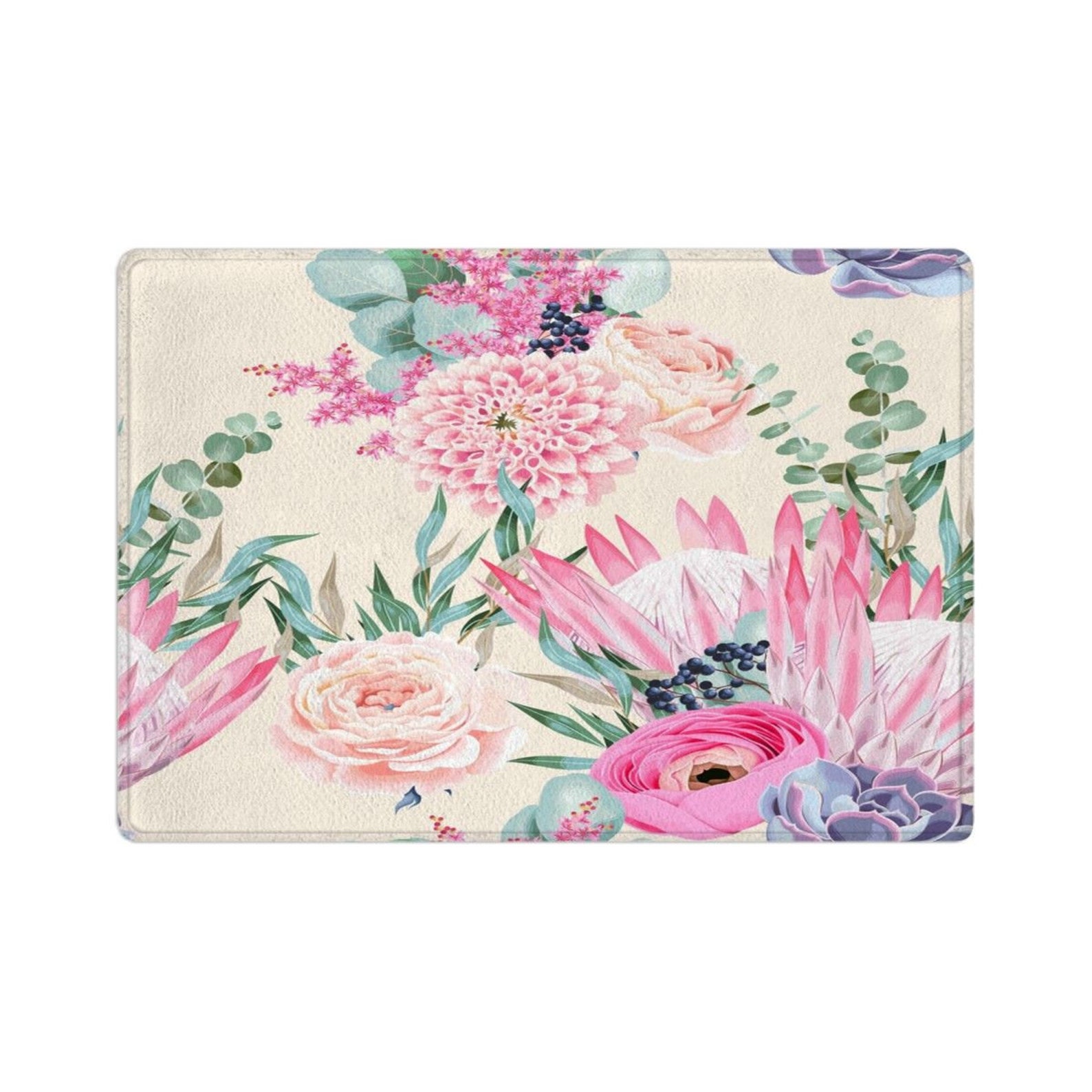 Shabby Chic Bath Mat Pink Floral Bath Rug Pink Bath Decor Etsy