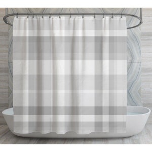 Monochrome Checkered Shower Curtains Gray Check Seamless Print Shower Curtain Light Gray And White Shower Curtains Abstract Square