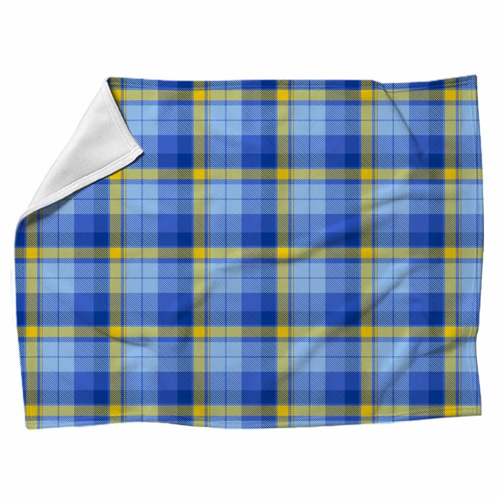 Blue And Yellow Plaid Blankets Plaid Pattern Fleece Blanket Etsy