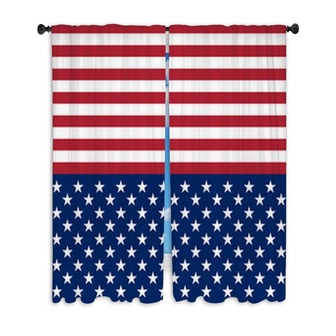 USA Flag Window Curtains American Flag Rectangle Curtains Etsy
