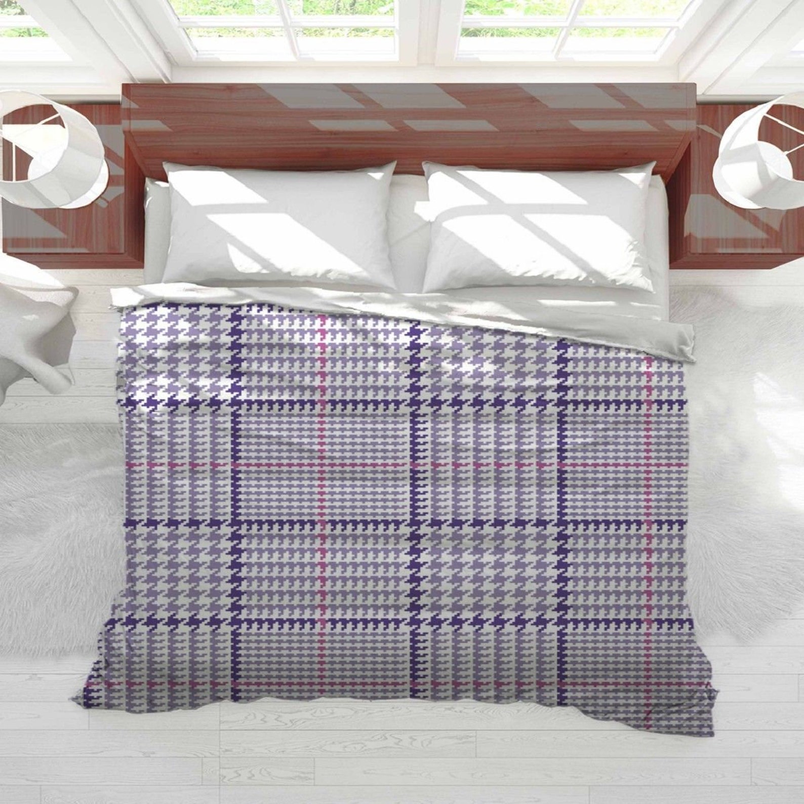 Amethyst Tartan Duvets Retro Plaid Duvet Cover Ultra Violet Etsy