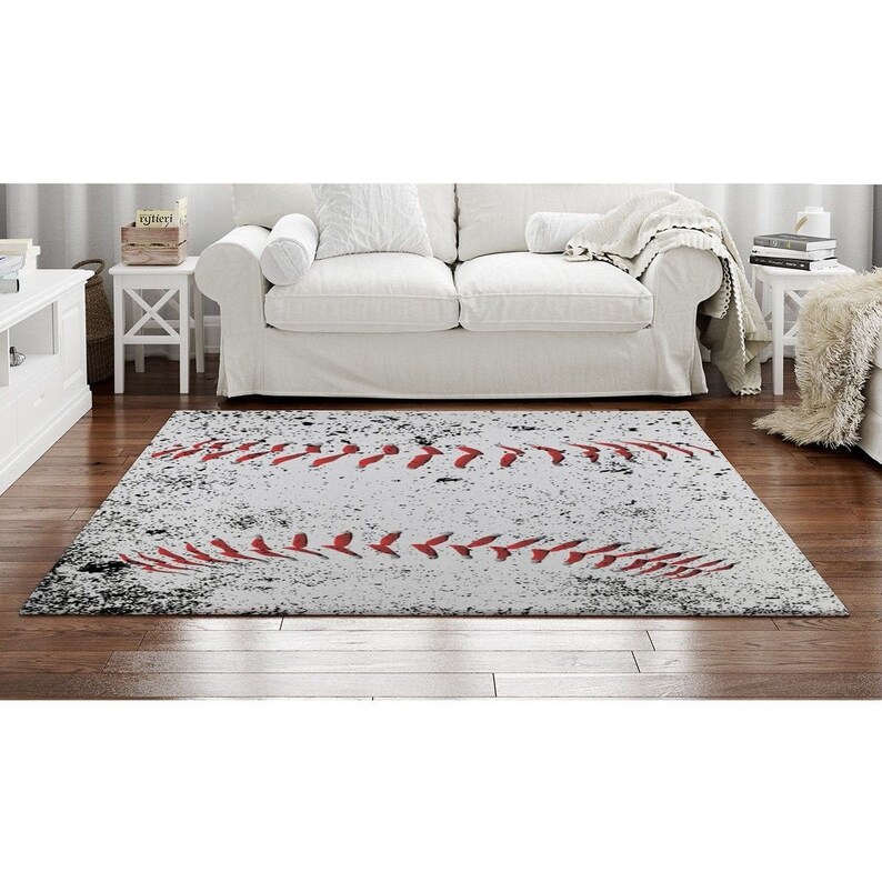 Baseball Area Rug Baseball Rug Grunge Rug Sports Area Rug Etsy