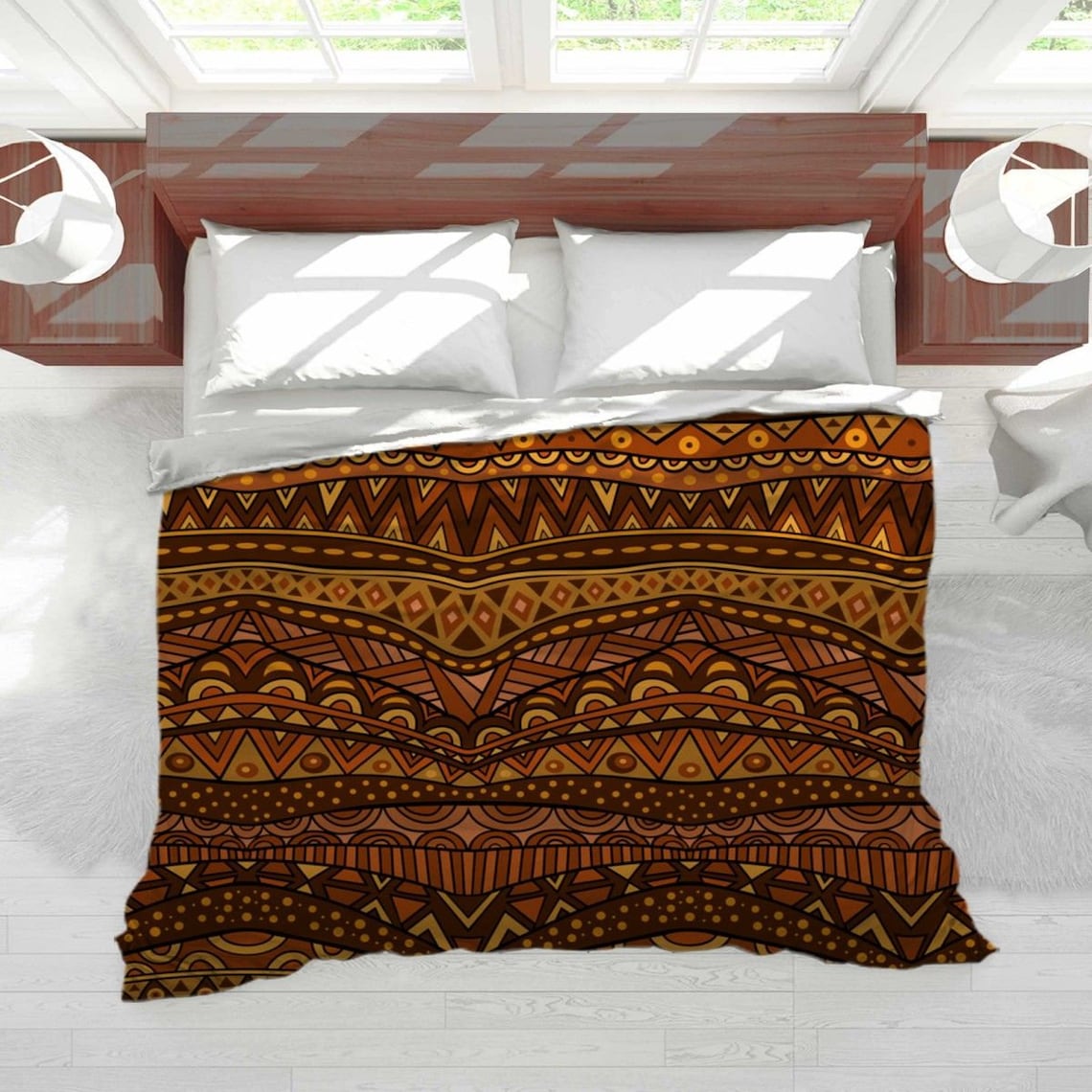 Bohemian Comforter Ethnic Bedding Brown Ethnic Bedding Etsy