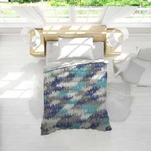 Graues und blaues Tröster graues und blaues Ikatmuster | Etsy