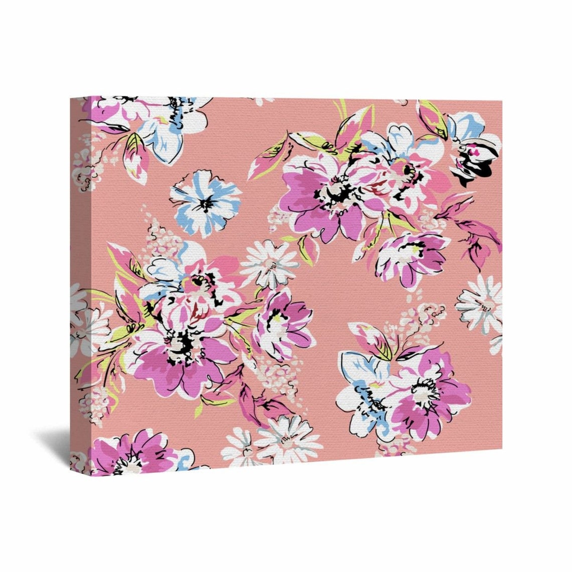 Pink Floral Canvas Art Pink Floral Wall Decor Pink Floral Etsy