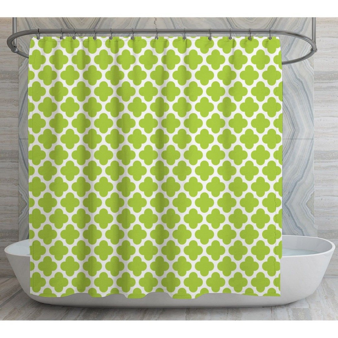 Lime Green Shower Curtains Geometric Shower Curtains Lime Etsy UK