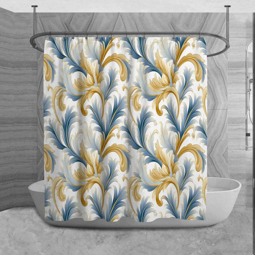 Acanthus Shower Curtain, Art Nouveau Bathroom Decor, Gothic Bath Decor, Baroque Bathroom Curtain