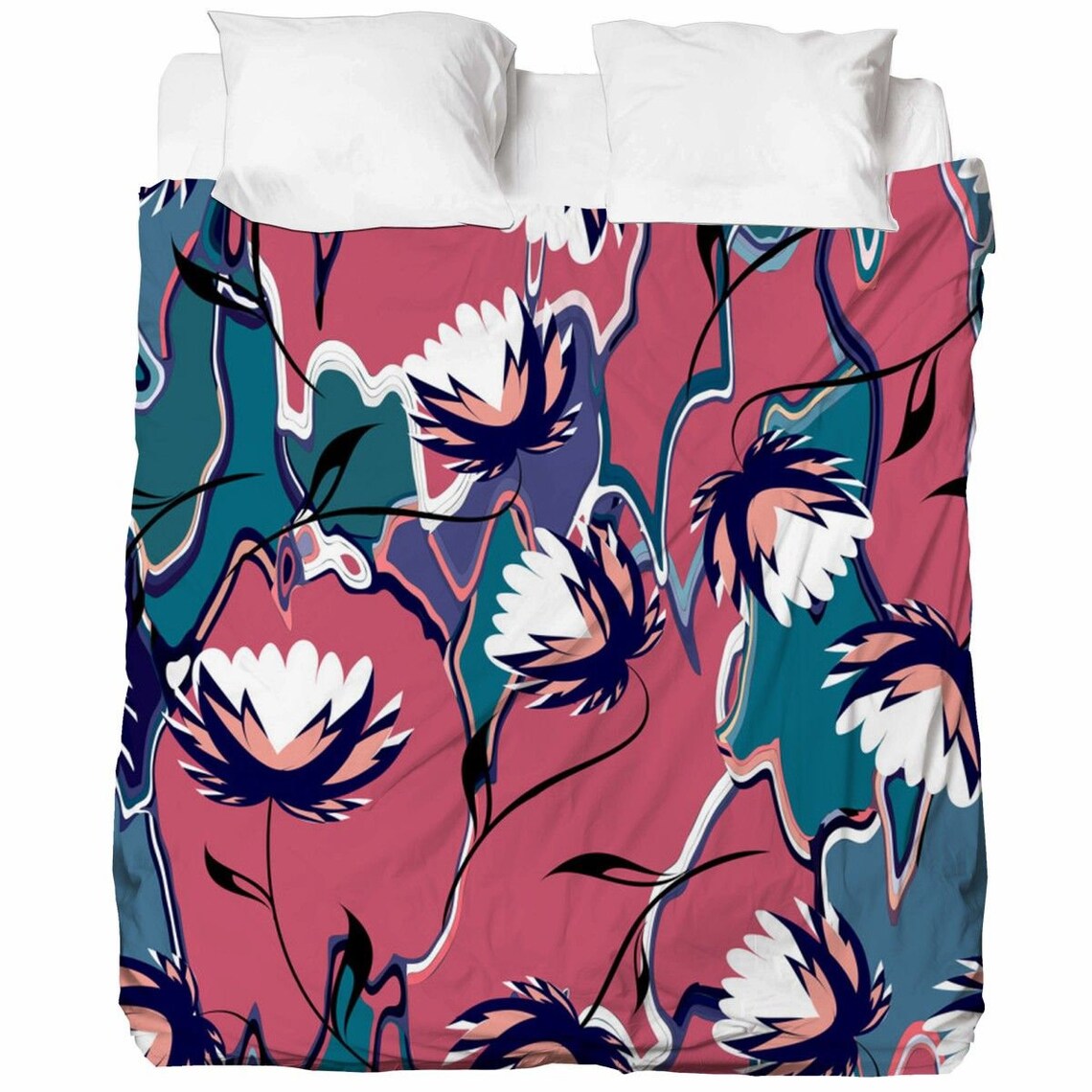 Floral Flat Sheet Flower Bed Sheets Abstract Bedding | Etsy