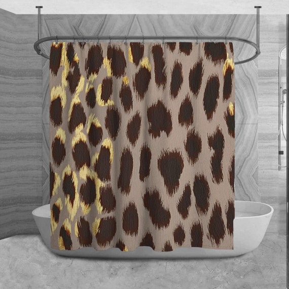 Cheetah Print Shower Curtain Taupe Shower Curtains Personalized Shower Curtains Taupe and Gold Abstract Cheetah Print Shower Curtain Etsy UK