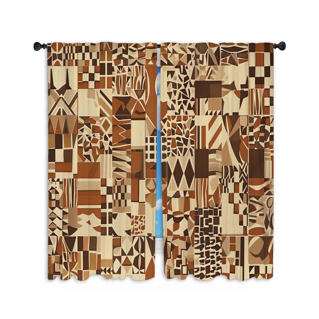 Abstract Window Curtain, Cool Patterns Curtains, Cubism Curtain Panel ...