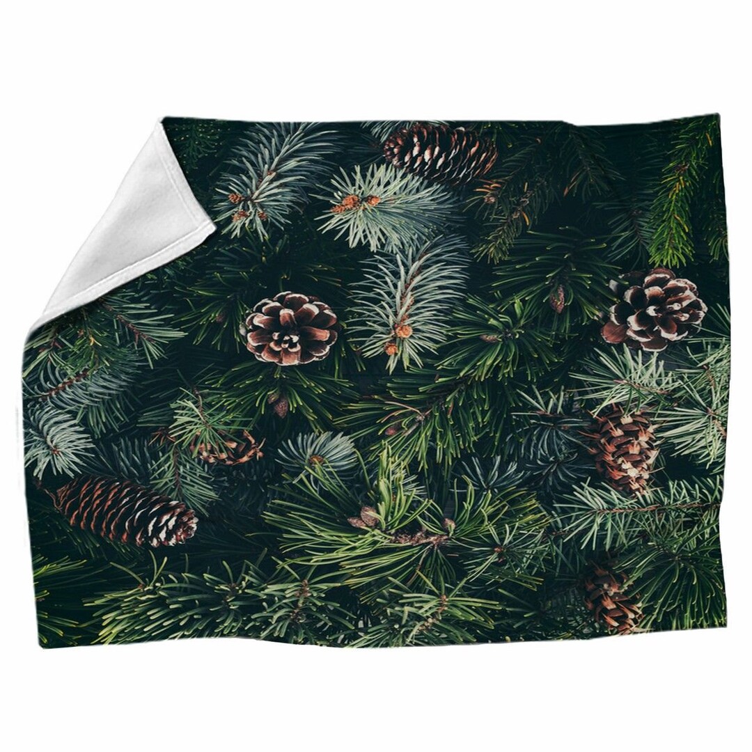 Pine Cone Blankets Pine Cones With Leaves Fleece Blanket Green and