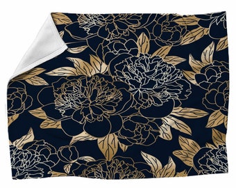 navy and gold throw