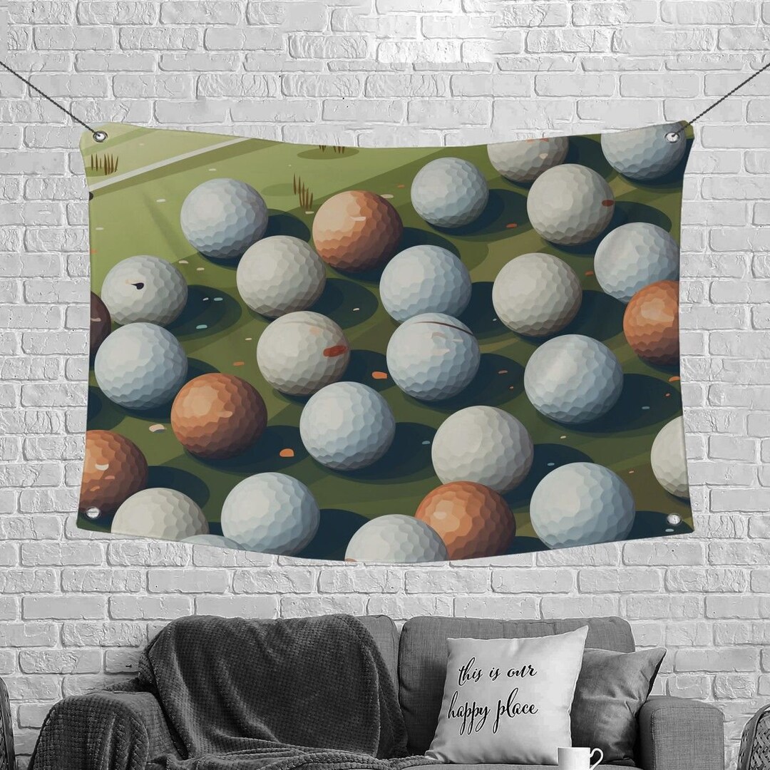Golf Wall Art Golf Ball Wall Decor Gold Ornament Tapestry Etsy