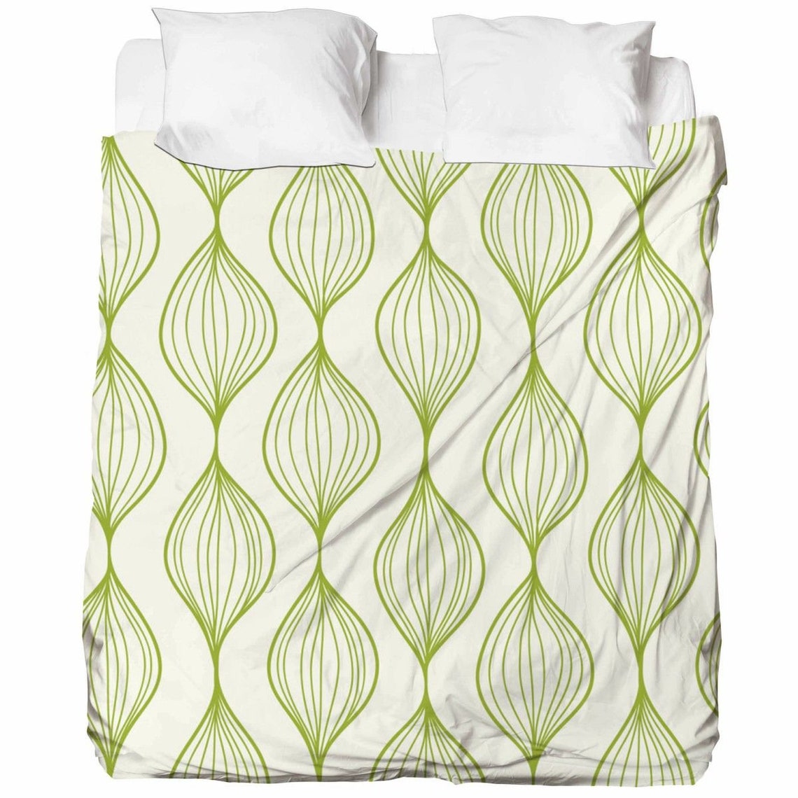 Green Printed Sheet Light Green Bedsheets Green And White Etsy