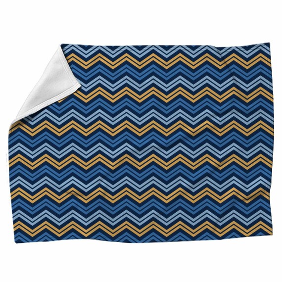 Blue And Yellow Blankets Zigzag Blanket Blue And Yellow Etsy