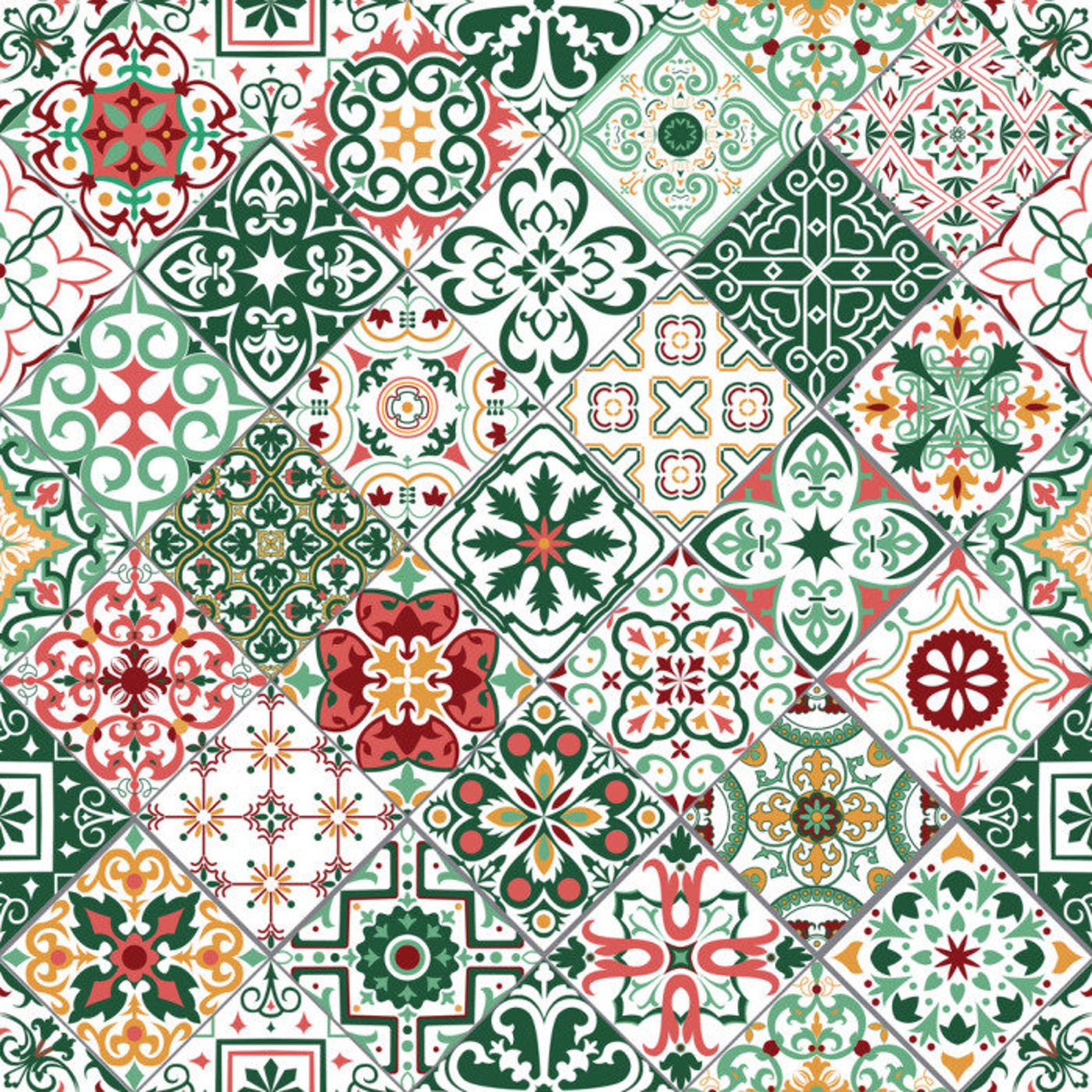 Portuguese Duvets Spanish Tiles Pattern Duvet Cover Green Etsy