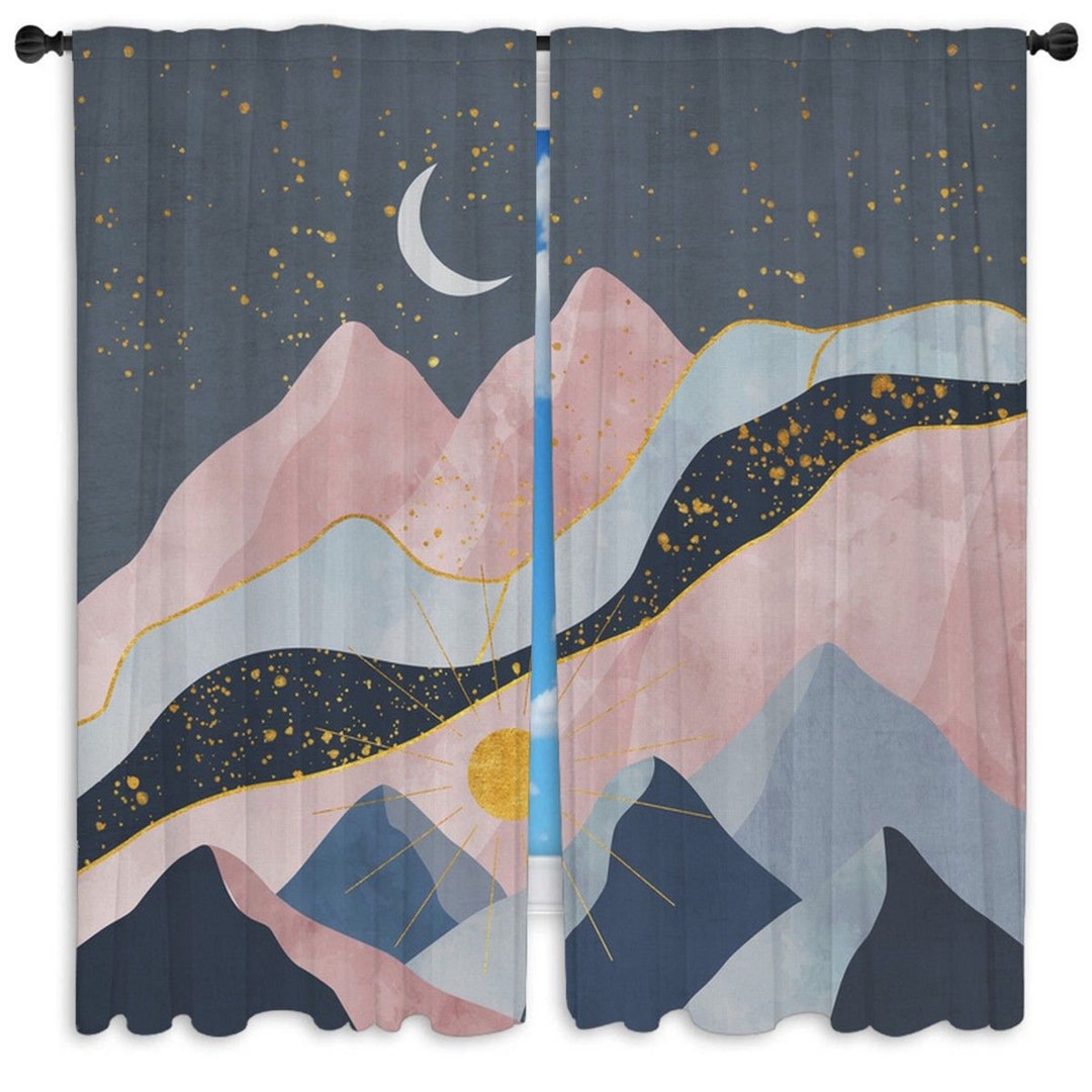 Mountain Window Curtains Mountain Drapes Mountain Curtain Etsy Italia