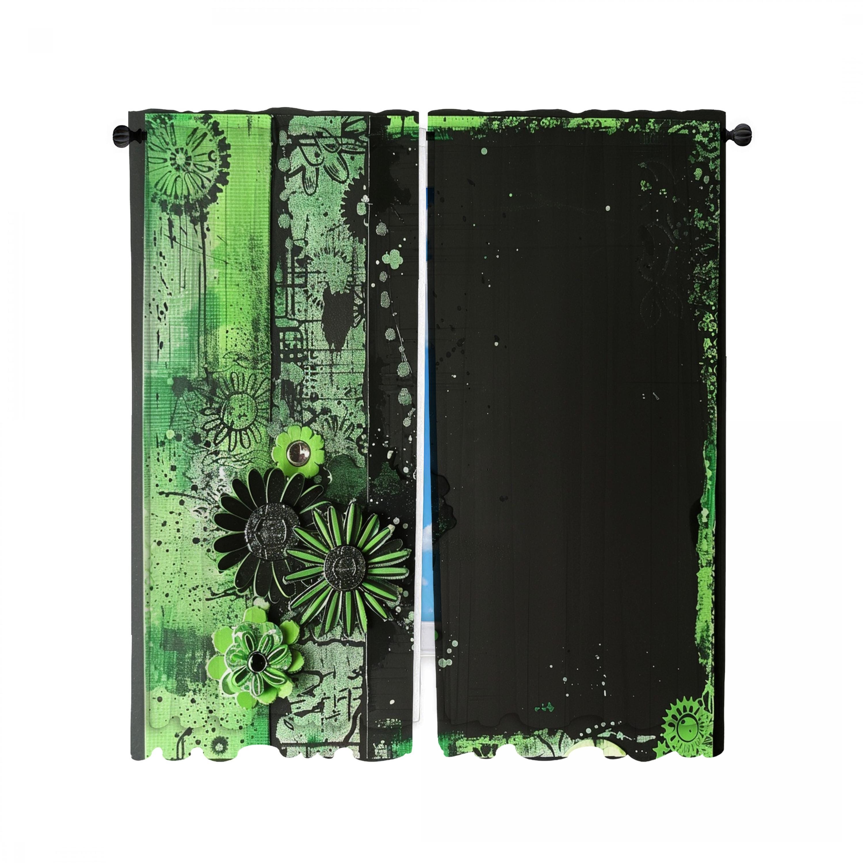 Floral Window Curtain, Biophilic Curtains, Eclectic Custom Sizes, Vibrant Window Treatment, Energy Home Decor