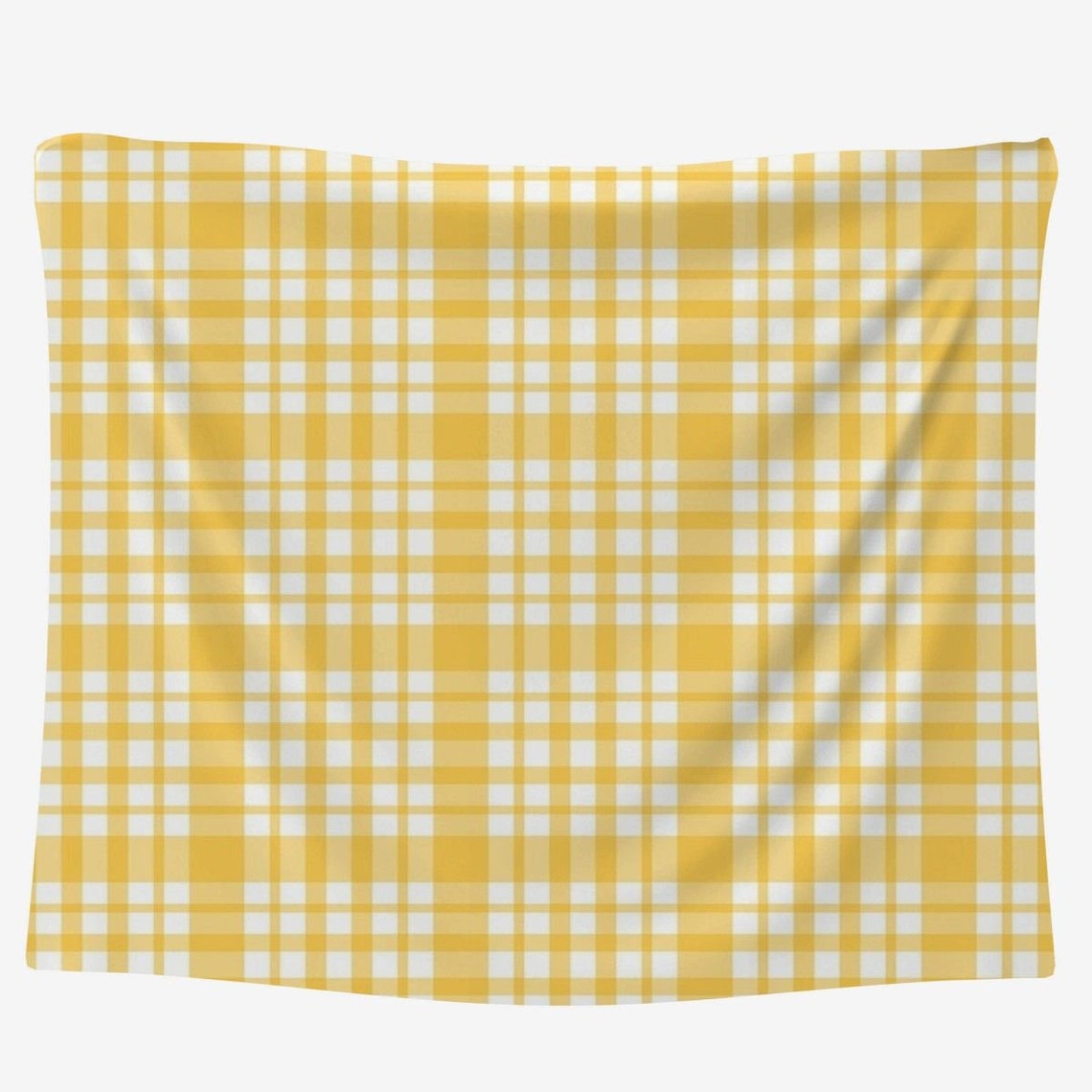 Bright Yellow And White Check Fabric Yellow Checkered Fabric Etsy
