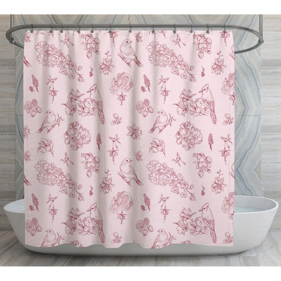 Pink Shower Curtains Toile Shower Curtains Pink Toile Etsy