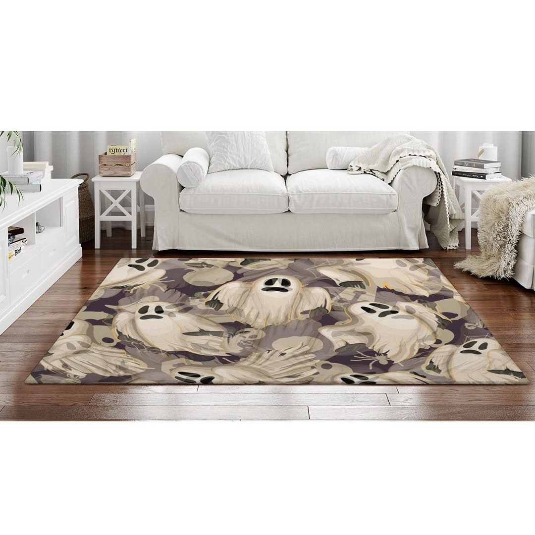 Creepy Rugs Overlapping Ghosts Area Rug Gray Area Rugs Spooky Etsy