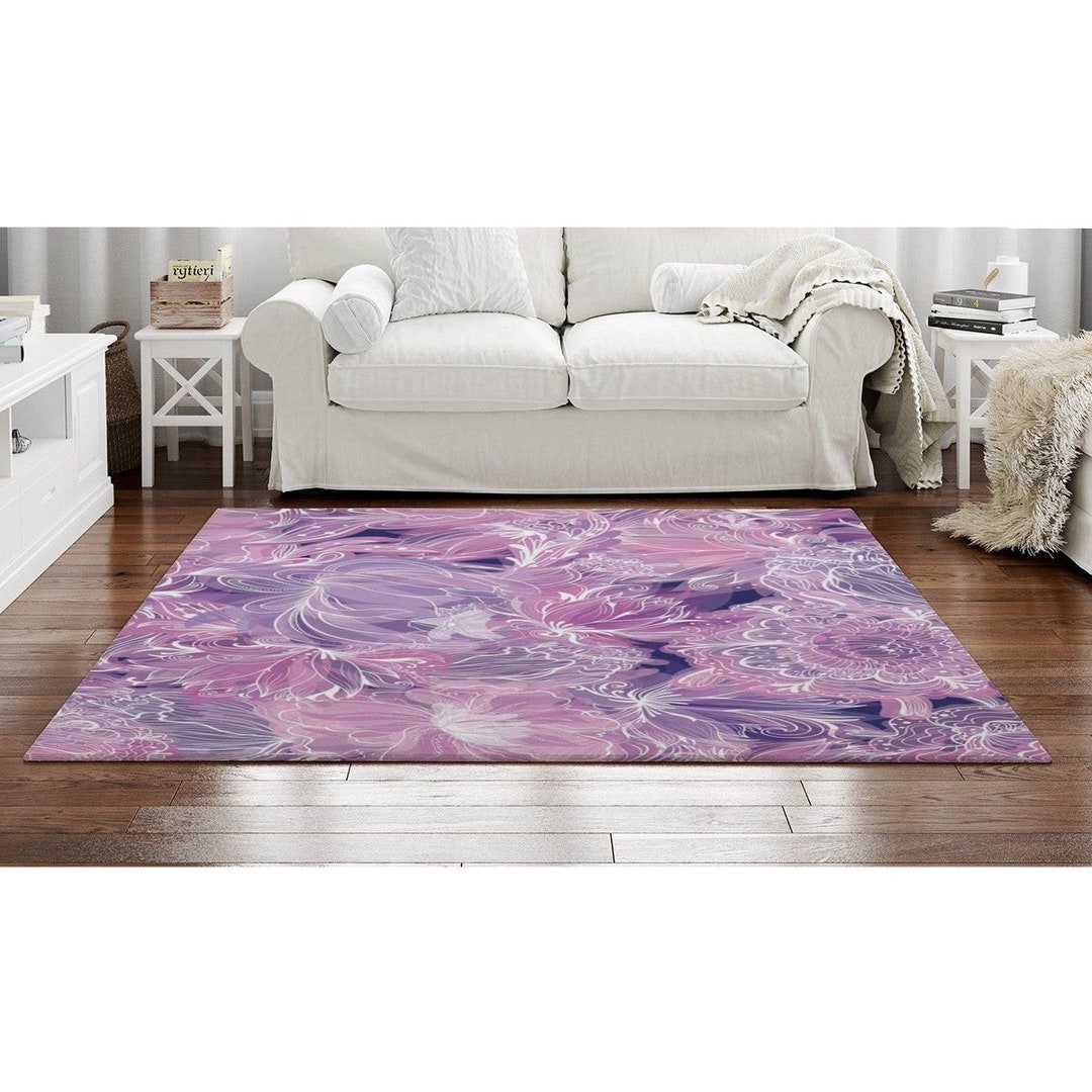 Lavender Rug Lavender Area Rug Floral Area Rug Abstract Area - Etsy