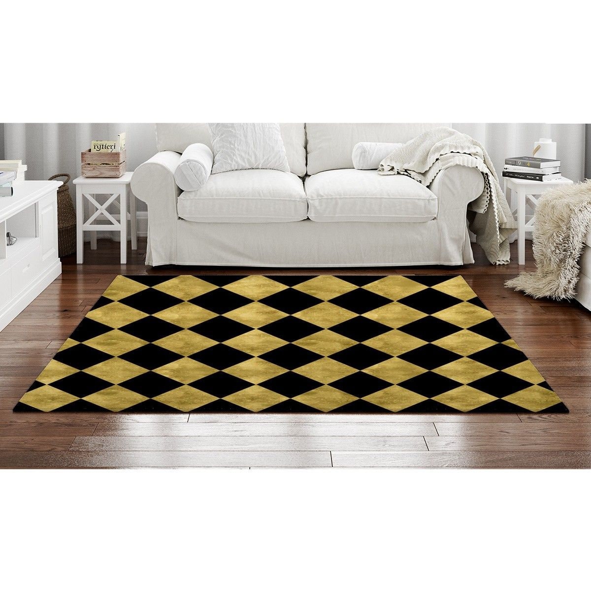 Black And Gold Harlequin Rugs Harlequin Pattern Rugs Etsy
