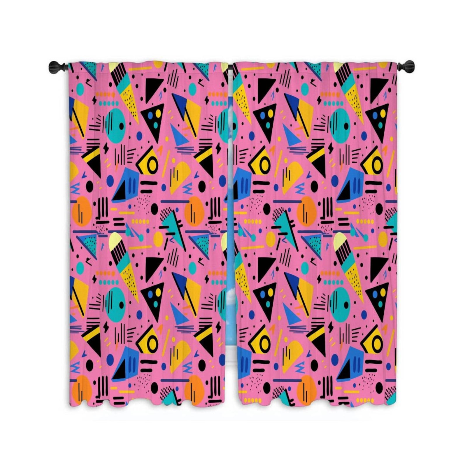 1980s Geometric Curtain Panel: Retro Window Treatment - Etsy
