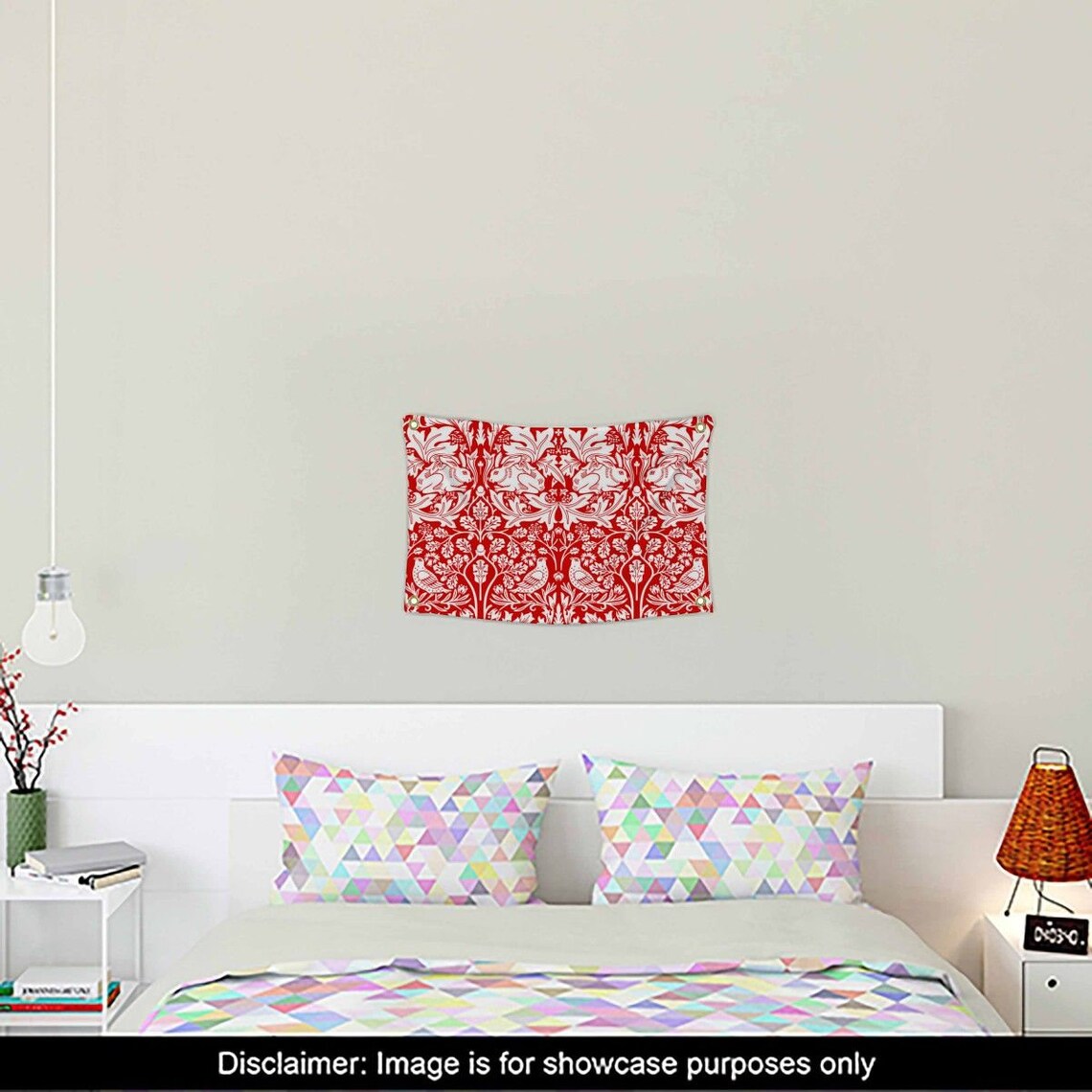 Red Floral Tapestry Botanical Wall Hanging Wall Art Damask Etsy