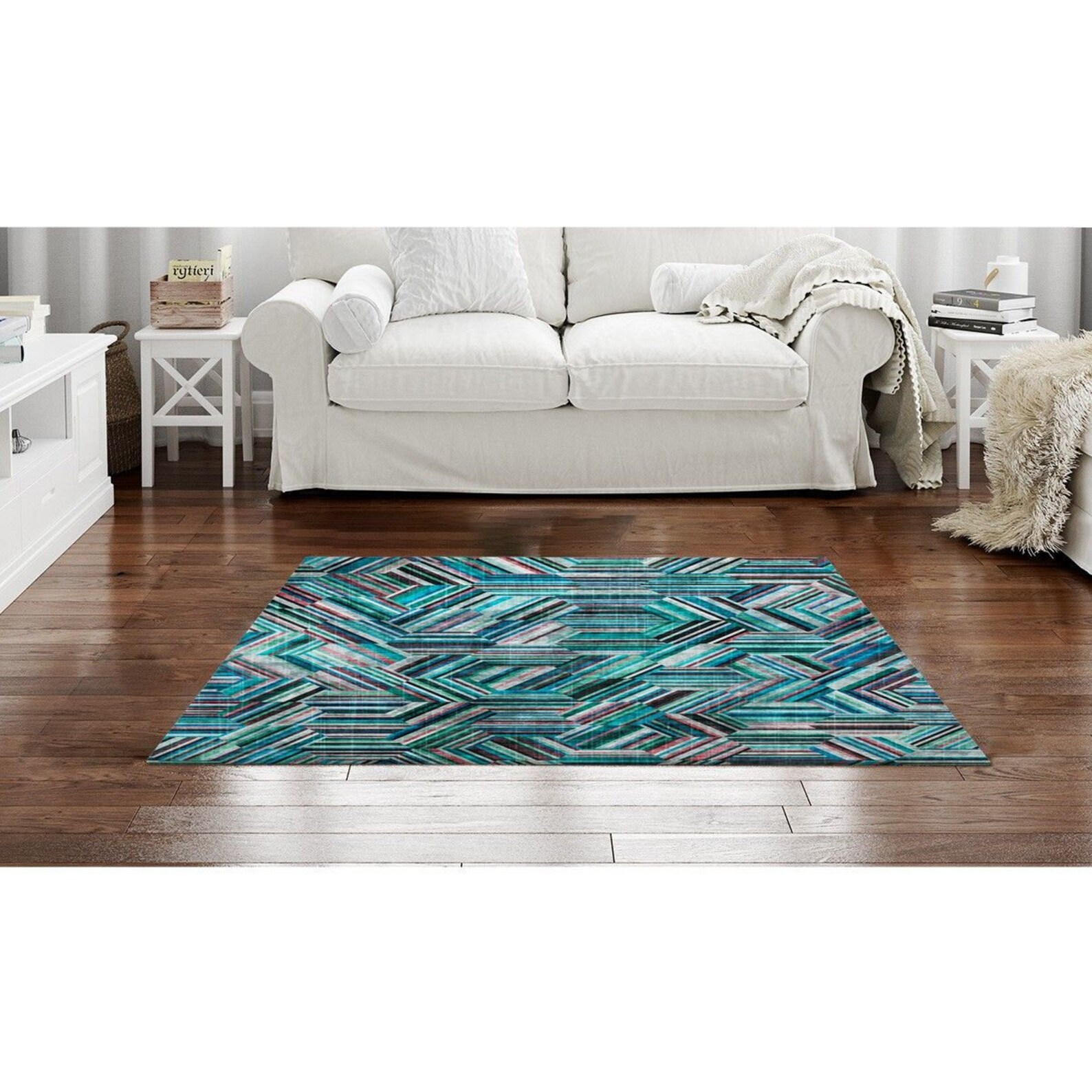 Teal Area Rug Teal Rugs Geometric Area Rug Hexagon Rug Etsy