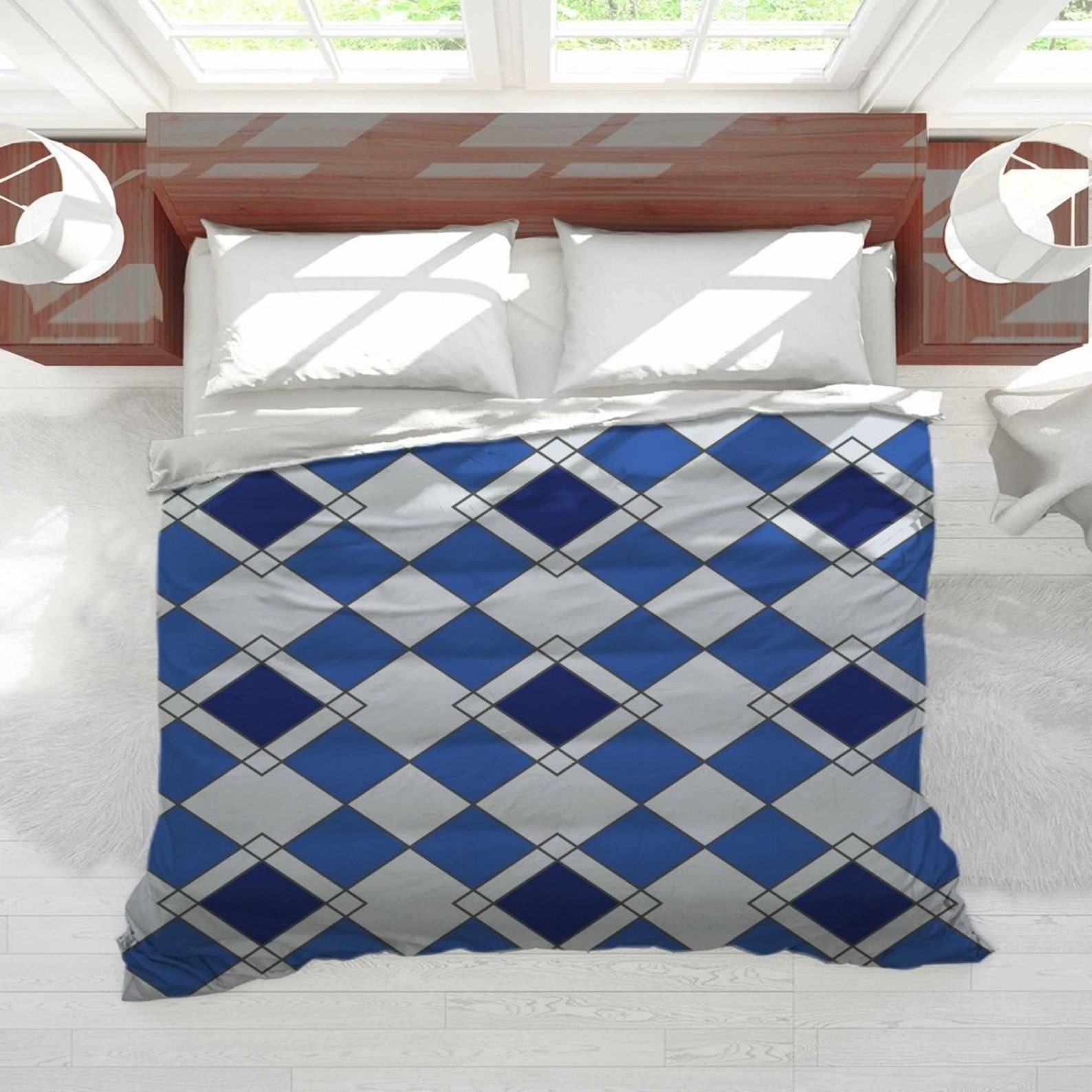 Graues und blaues Tröstchen graues und blaues Harlekinmuster | Etsy