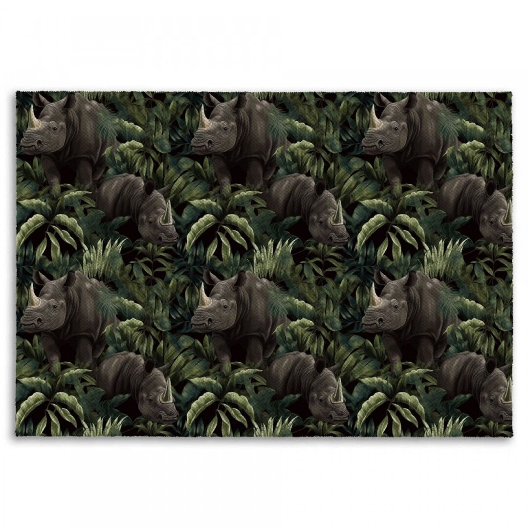 Rhino Rug Forest Rugs Jungle Area Rug Tropical Living Room Etsy