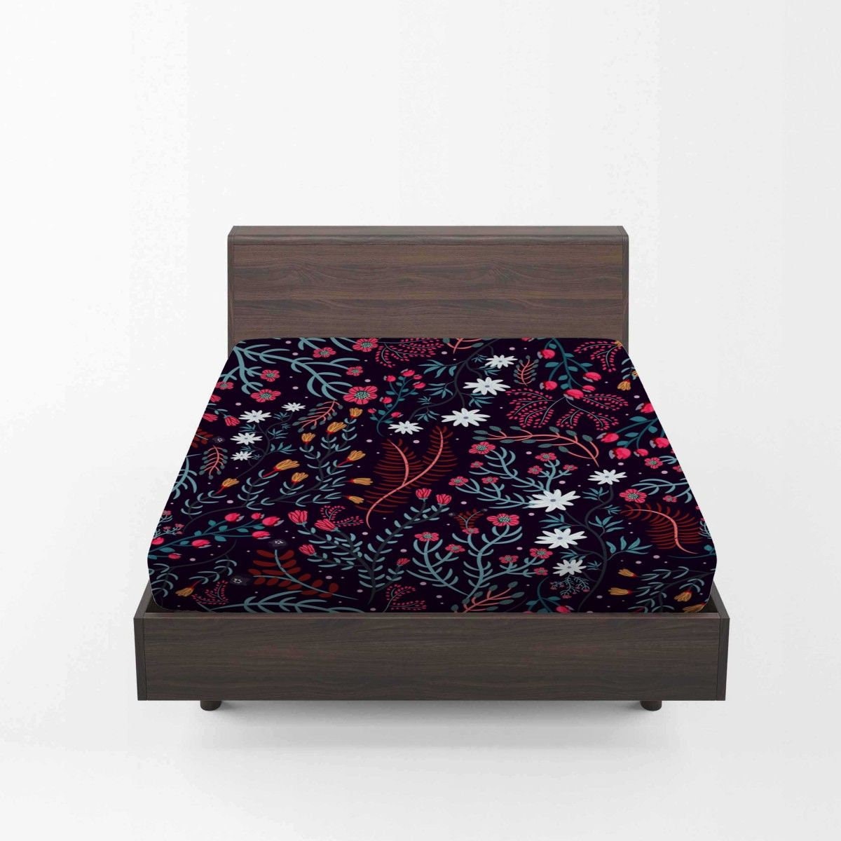 Black Floral Bed Sheets Floral Fitted Sheet Flower Bedding | Etsy