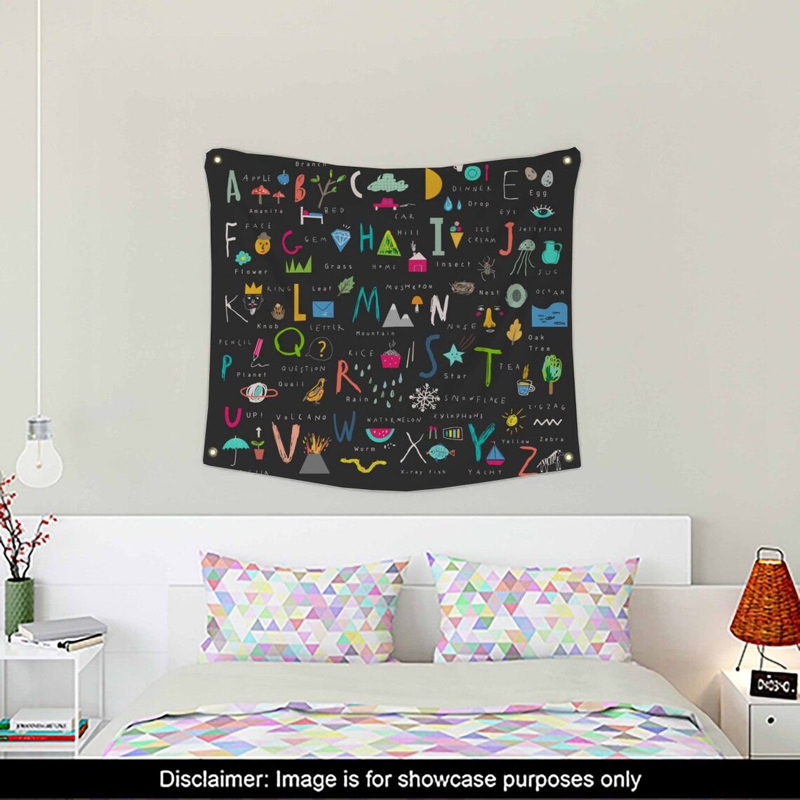 Alphabet Tapestry Alphabet Wall Hanging Alphabet Wall Art Etsy