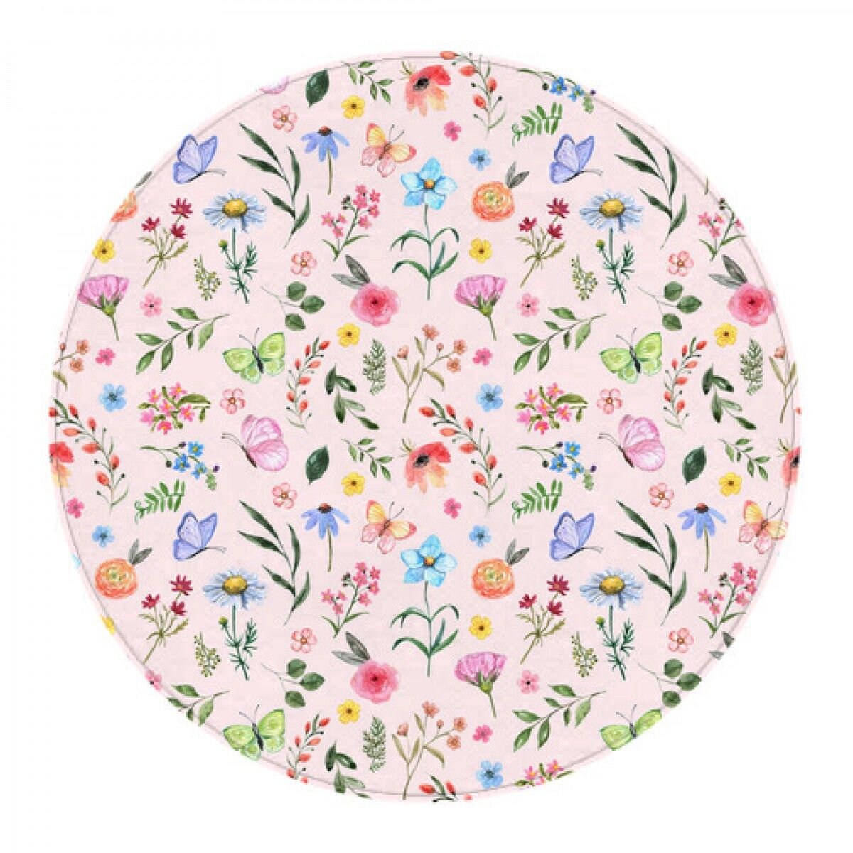 Pastel Round Rug Pastel Ditsy Round Rugs Pink Floral Rug Etsy