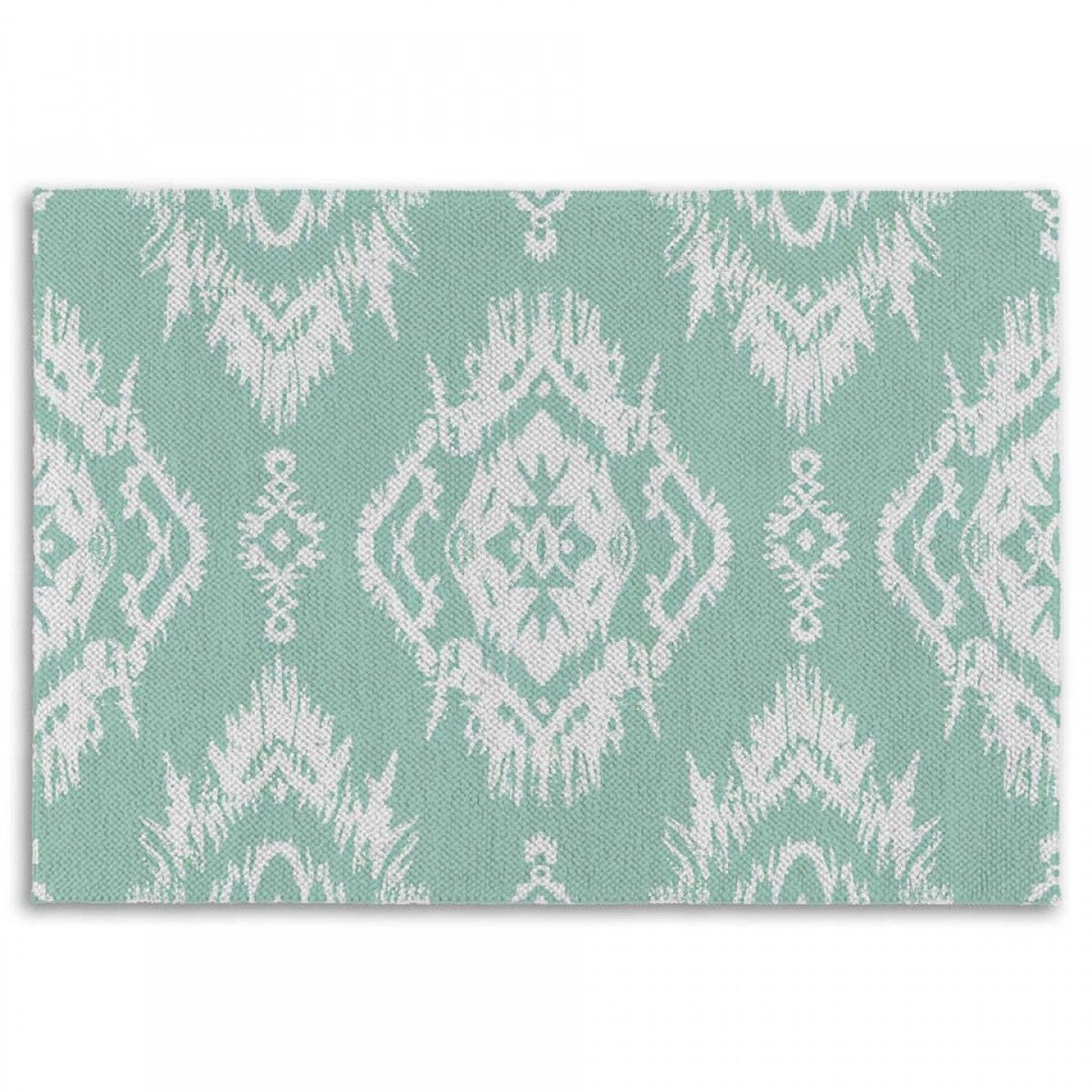 Mint Damask Area Rug: Modern Abstract Pattern - Etsy
