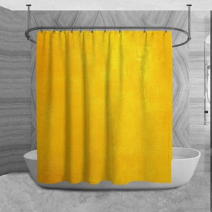 Yellow Shower Curtain Solid Color Bathroom Curtain Grunge Mustard Shower Decor Canary Yellow Bathroom Decor Abstract Boho Bath Decor