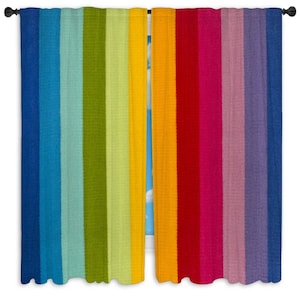 Rainbow Window Curtains Striped Drapes Rainbow Curtain Panels in Custom Sizes Rainbow Curtains Colorful Drapes Striped Curtain Panels
