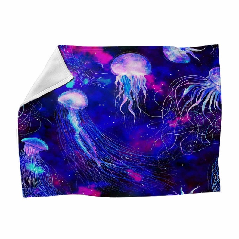 Jellyfish Blankets Jelly Fishes In Space Fleece Blanket Etsy