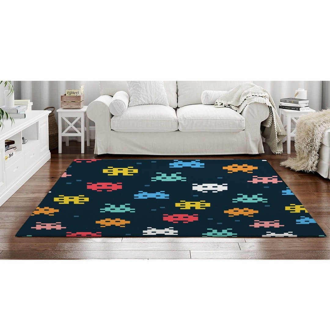 Pixel Monster Rug Pixel Monster Area Rug: Colorful 90s Gaming Room Decor - Etsy